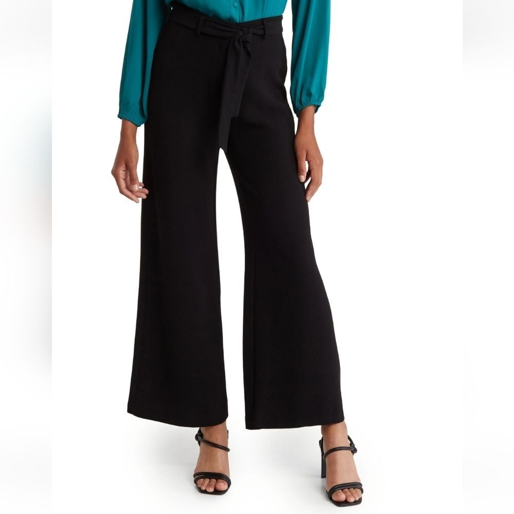 Nanette Lepore Wide Leg Tie Waist Crepe Pants in Very Black Size 4